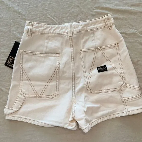 RVCA NWT | Recession in natural cream denim with red detail jean shorts | sz 25 - Picture 5 of 6